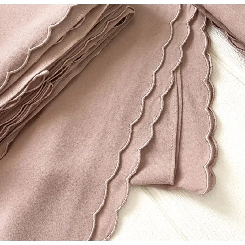 Muslim Chiffon Hijab Shawls Lace Scarf Women Solid Head Wraps Women Hijabs Scarves Ladies Foulard Femme Muslim Veil 70*180Cm