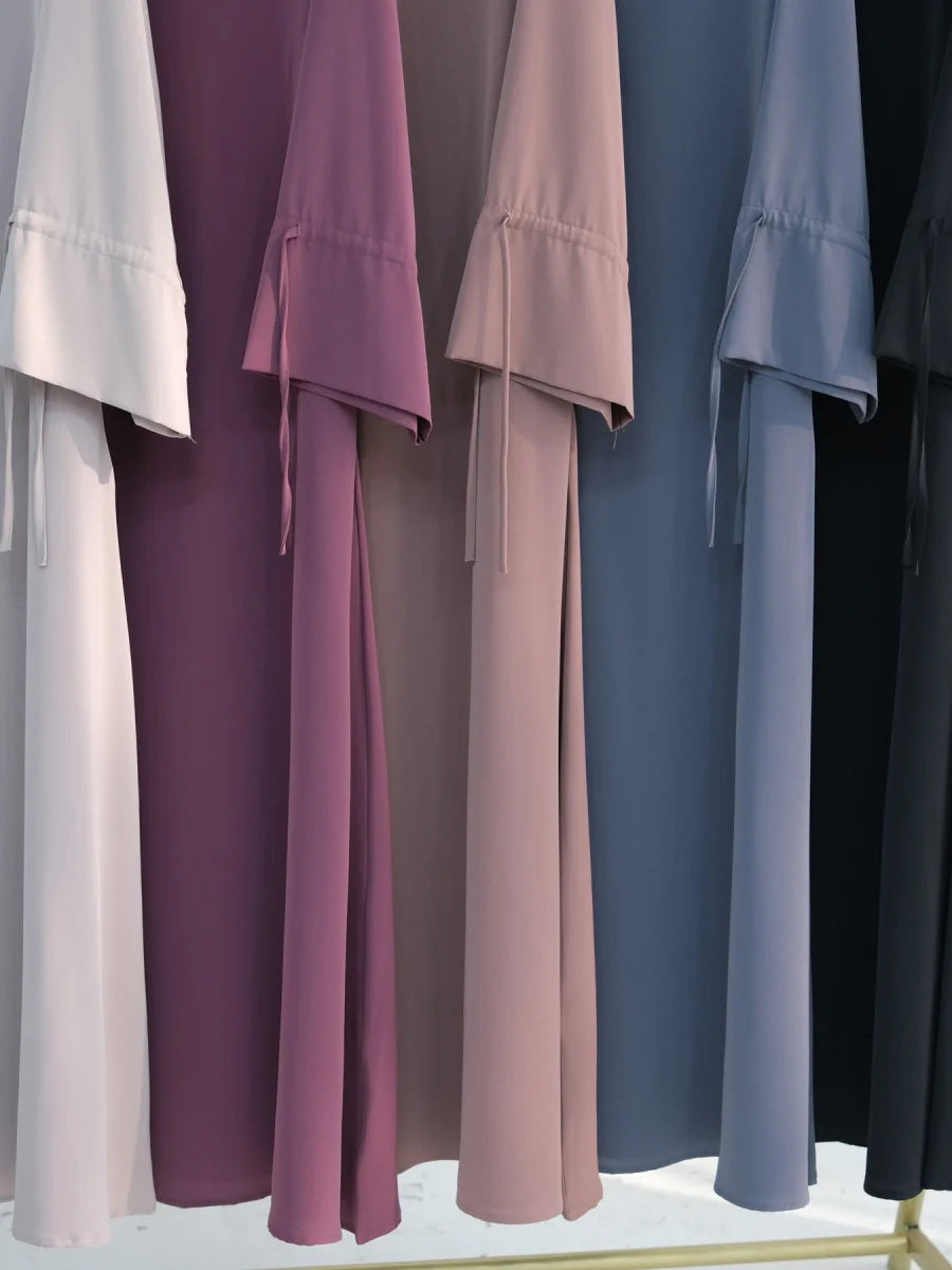 Muslim Women Türkiye Dubai Abaya Drawstring Sleeve Long Dress plus Size Modest Ramadan Loose Robe Kaftan Femme Islam Clothing