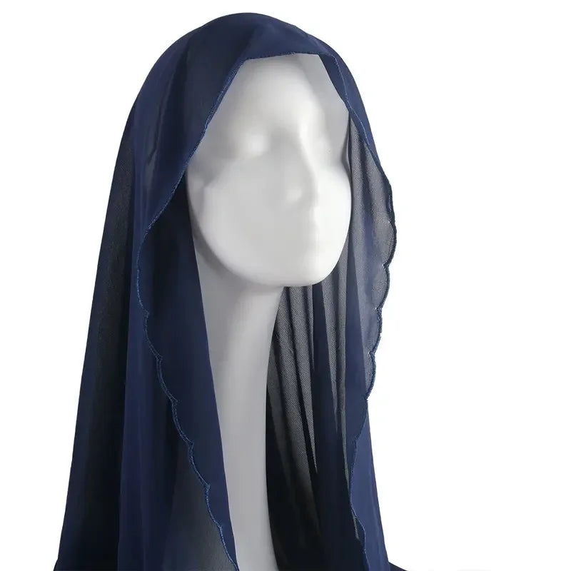 Muslim Chiffon Hijab Shawls Lace Scarf Women Solid Head Wraps Women Hijabs Scarves Ladies Foulard Femme Muslim Veil 70*180Cm