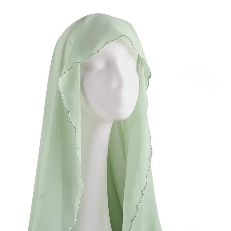 Muslim Chiffon Hijab Shawls Lace Scarf Women Solid Head Wraps Women Hijabs Scarves Ladies Foulard Femme Muslim Veil 70*180Cm