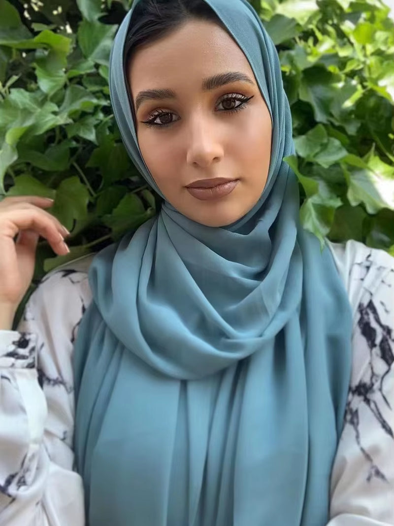 Classic Muslim Girl Chiffon Hijab Scarf Women Long Head Wrap for Women Wedding Hijabs Scarves Veil 180*70Cm Headscarf