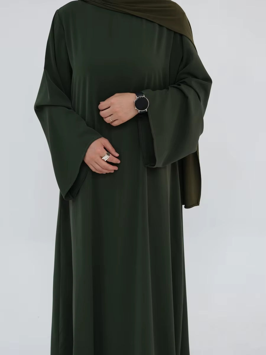 Muslim Women Türkiye Dubai Abaya Long Dress Solid Modest Kaftan Prayer Robe Femme African Evening Dresses Islamic Clothing
