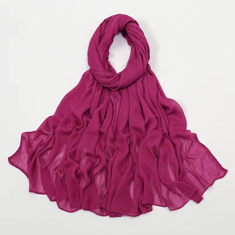New Crinkle Rayon Hijabs Women Scarf Solid Headscarf Wrap Big Size Plain Long Shawls Muslim Women Hijab Islamic Turban Headbands