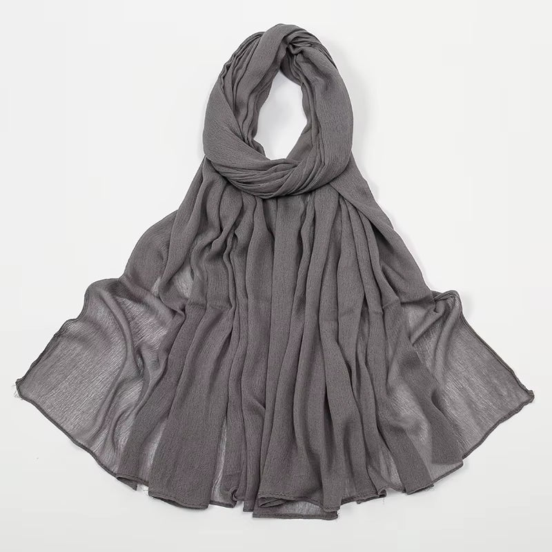 New Crinkle Rayon Hijabs Women Scarf Solid Headscarf Wrap Big Size Plain Long Shawls Muslim Women Hijab Islamic Turban Headbands