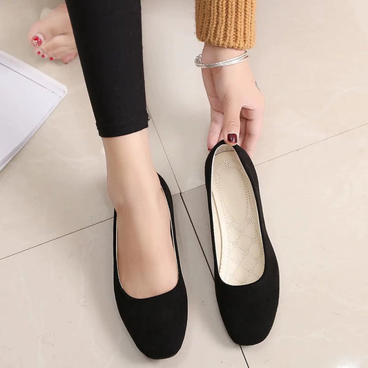 Women's Suede Square Toe Flats - Elegant and Comfortable Spring/Summer Footwear (Sizes 34-39)