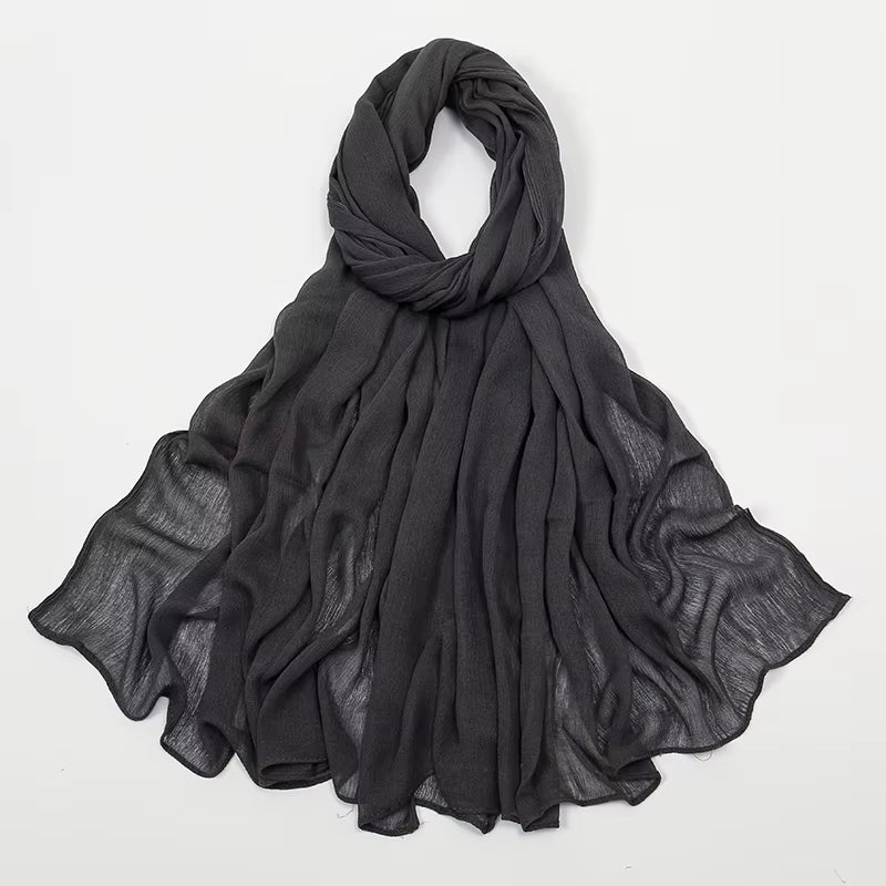 New Crinkle Rayon Hijabs Women Scarf Solid Headscarf Wrap Big Size Plain Long Shawls Muslim Women Hijab Islamic Turban Headbands