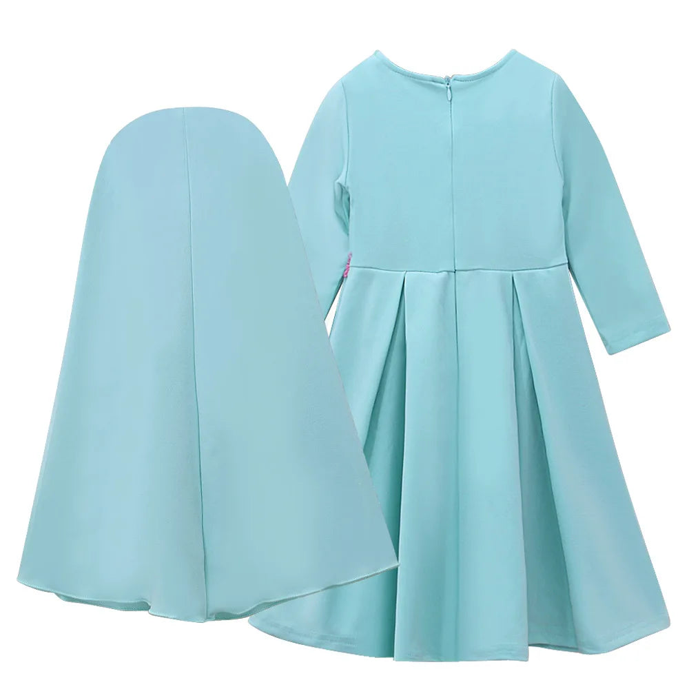 Muslim Girls Hijab Abaya Islamic Kids Arab Children Khimar 2 Pieces Prayer Sets Dubai Party Gown Kaftan Robe Eid Ramadan Caftan