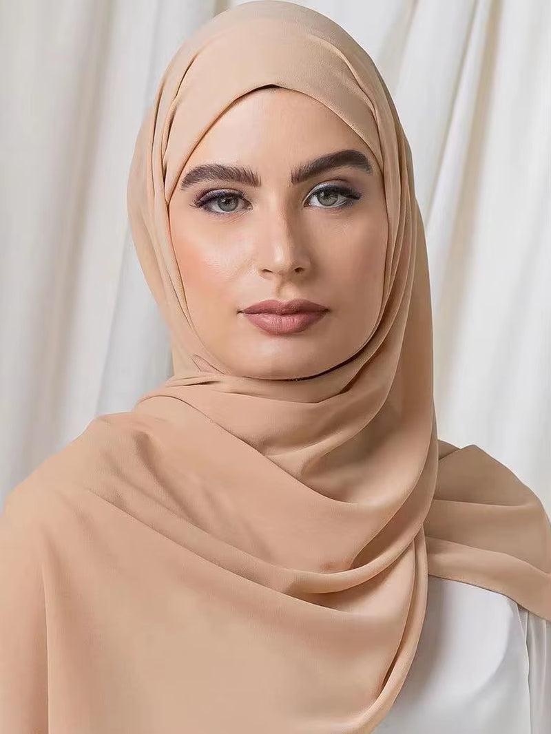 Classic Muslim Girl Chiffon Hijab Scarf Women Long Head Wrap for Women Wedding Hijabs Scarves Veil 180*70Cm Headscarf
