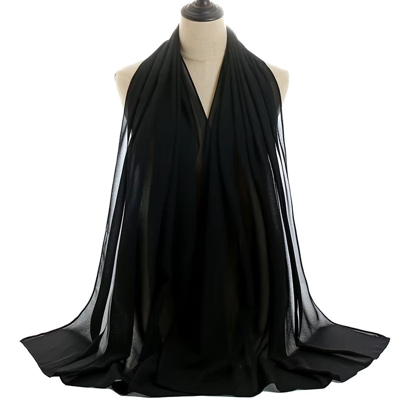 Classic Muslim Girl Chiffon Hijab Scarf Women Long Head Wrap for Women Wedding Hijabs Scarves Veil 180*70Cm Headscarf