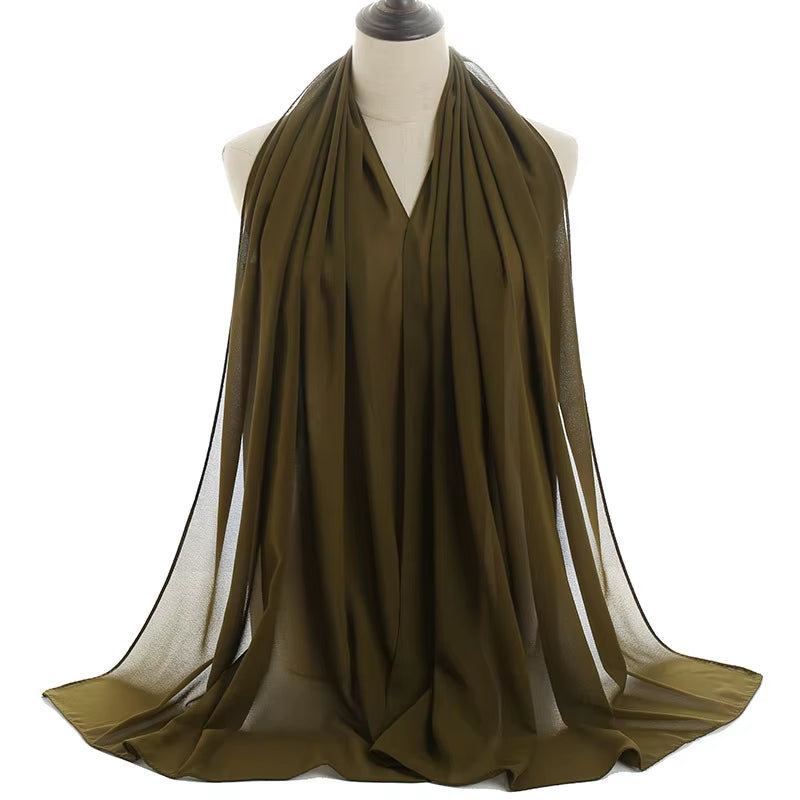 Classic Muslim Girl Chiffon Hijab Scarf Women Long Head Wrap for Women Wedding Hijabs Scarves Veil 180*70Cm Headscarf