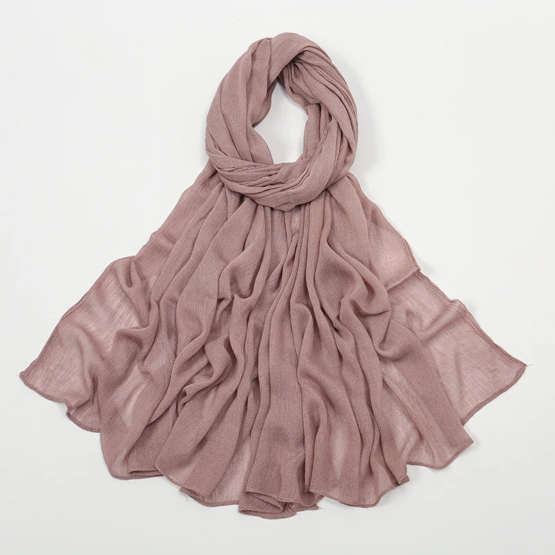 New Crinkle Rayon Hijabs Women Scarf Solid Headscarf Wrap Big Size Plain Long Shawls Muslim Women Hijab Islamic Turban Headbands