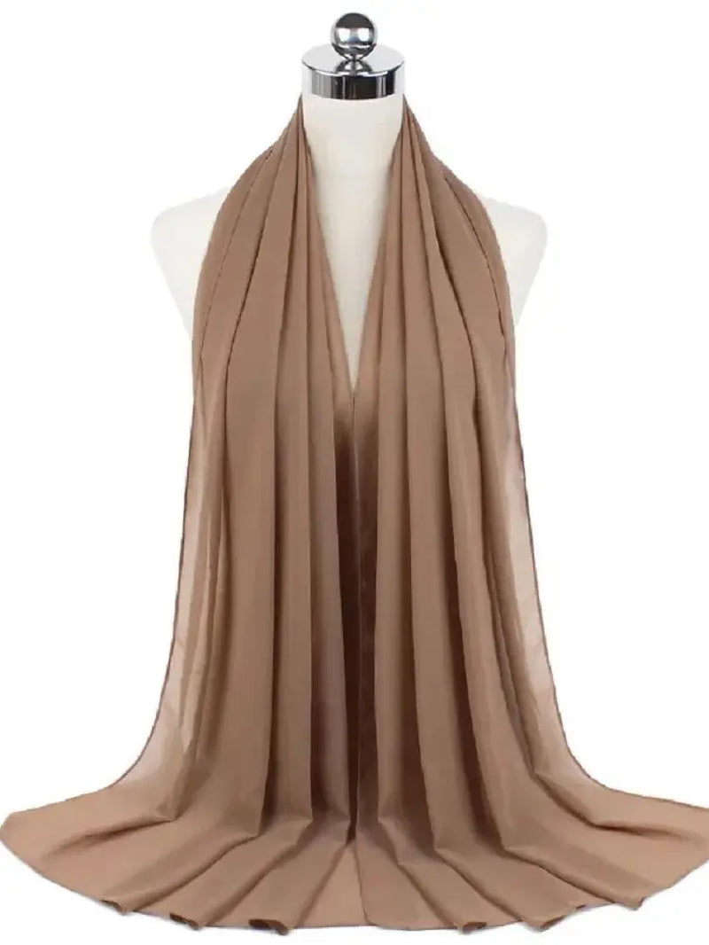 New Fashion Women Solid Chiffon Headscarf Ready to Wear Instant Hijab Scarf Muslim Shawl Islamic Hijabs Arab Wrap Head Scarves