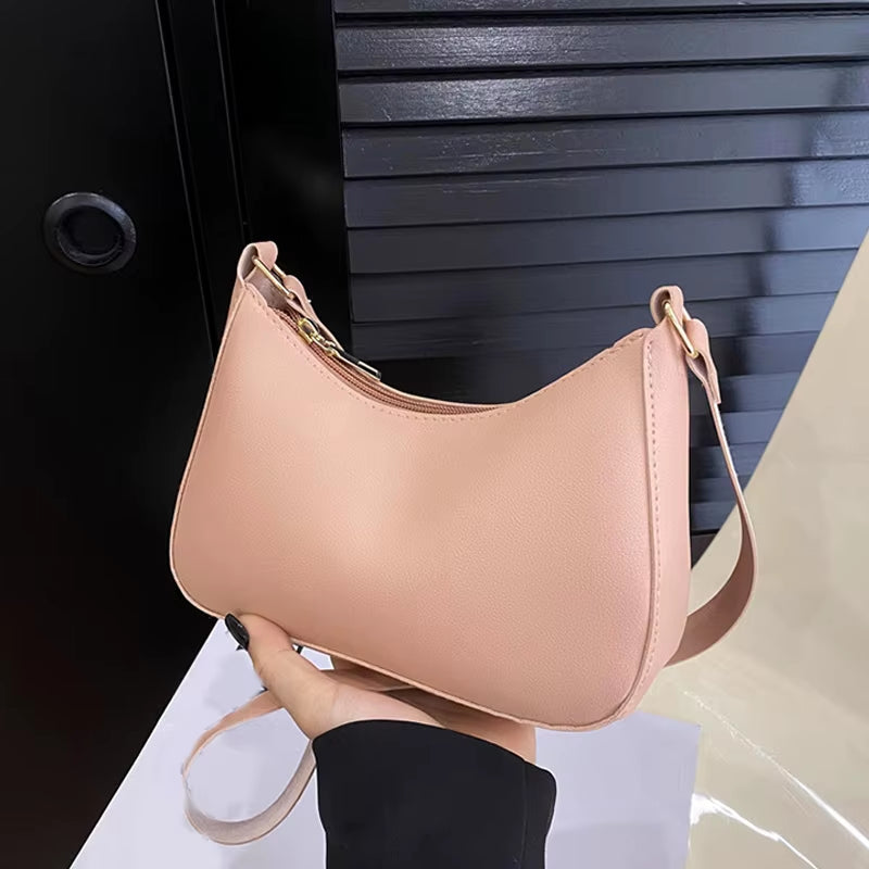 Retro Solid Color PU Leather Women's Shoulder Bag - Fashionable Hobos and Crossbody Handbags