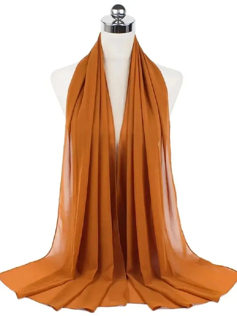 New Fashion Women Solid Chiffon Headscarf Ready to Wear Instant Hijab Scarf Muslim Shawl Islamic Hijabs Arab Wrap Head Scarves