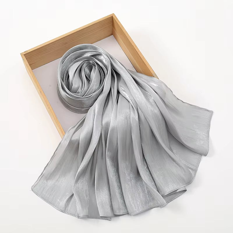 New Premium Shimmer Silk Hijab Scarf Women Luxury Medine Silk Veil Muslim Women Hijab Shiny Shawl Islamic Turban Haedscarf Wraps