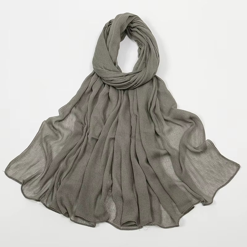 New Crinkle Rayon Hijabs Women Scarf Solid Headscarf Wrap Big Size Plain Long Shawls Muslim Women Hijab Islamic Turban Headbands