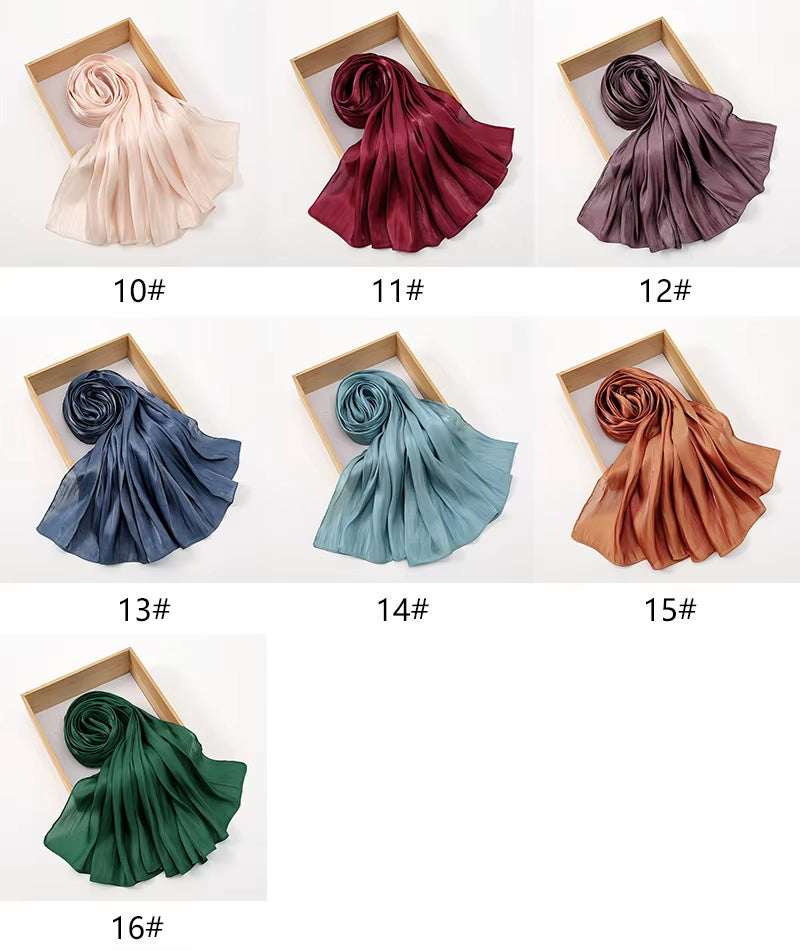 New Premium Shimmer Silk Hijab Scarf Women Luxury Medine Silk Veil Muslim Women Hijab Shiny Shawl Islamic Turban Haedscarf Wraps