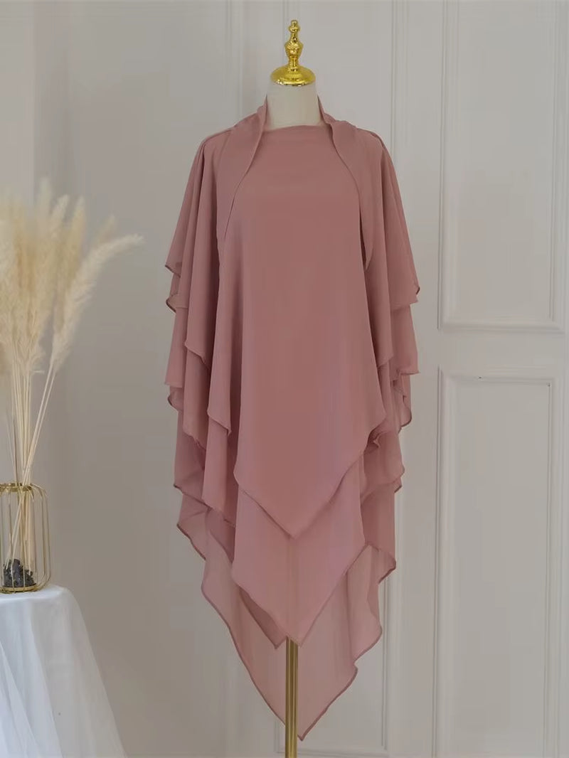 Ramadan Chiffon Khimar Abaya Niqab Turkey Arabic Muslim Hijab Islam Prayer Clothes for Women Djellaba Turban Musulmans Femme
