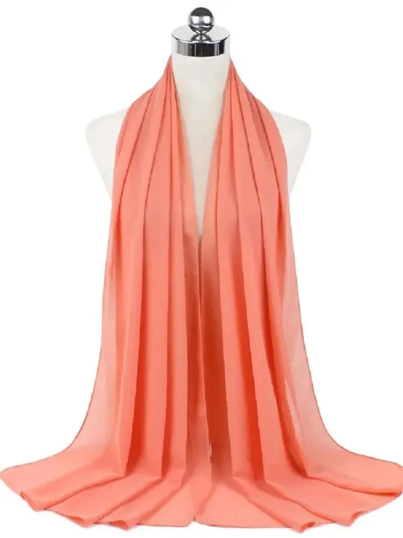 New Fashion Women Solid Chiffon Headscarf Ready to Wear Instant Hijab Scarf Muslim Shawl Islamic Hijabs Arab Wrap Head Scarves