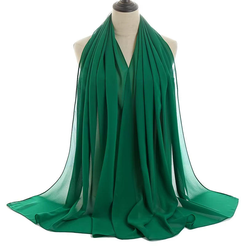 Classic Muslim Girl Chiffon Hijab Scarf Women Long Head Wrap for Women Wedding Hijabs Scarves Veil 180*70Cm Headscarf
