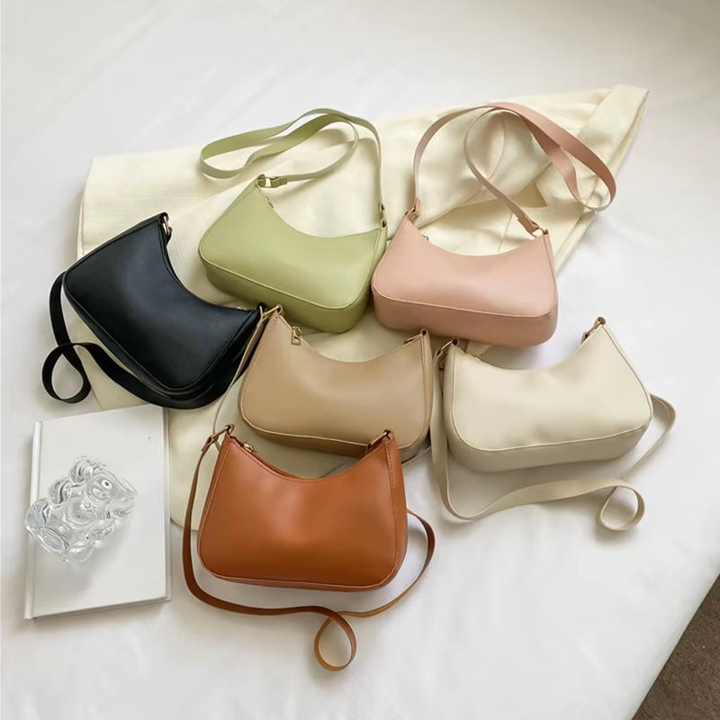 Retro Solid Color PU Leather Women's Shoulder Bag - Fashionable Hobos and Crossbody Handbags