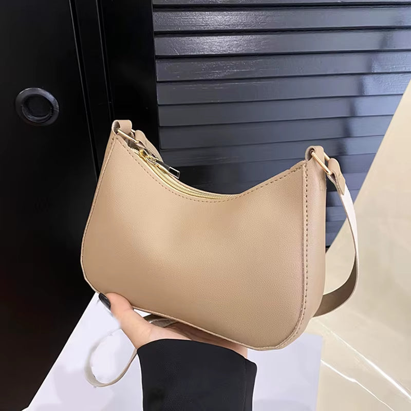 Retro Solid Color PU Leather Women's Shoulder Bag - Fashionable Hobos and Crossbody Handbags
