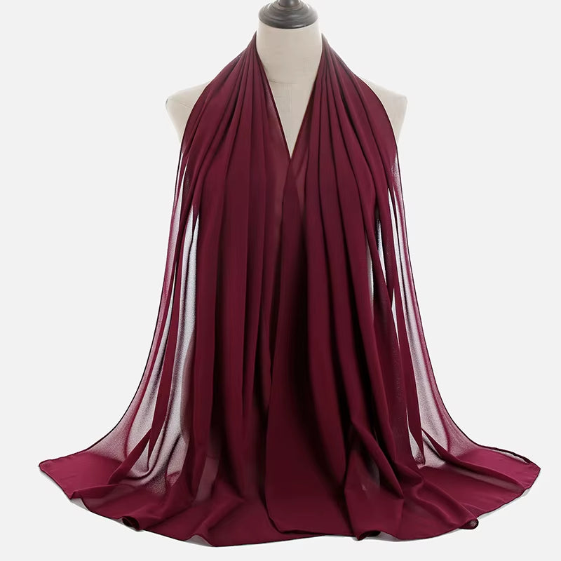 Classic Muslim Girl Chiffon Hijab Scarf Women Long Head Wrap for Women Wedding Hijabs Scarves Veil 180*70Cm Headscarf