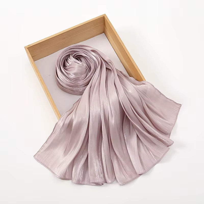 New Premium Shimmer Silk Hijab Scarf Women Luxury Medine Silk Veil Muslim Women Hijab Shiny Shawl Islamic Turban Haedscarf Wraps