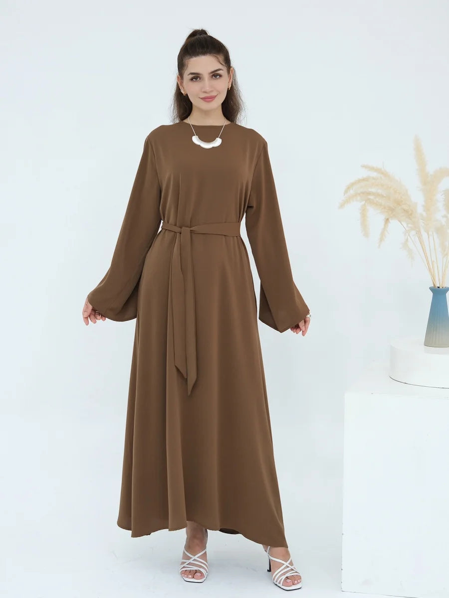 Muslim Women Türkiye Dubai Abaya Long Dress Solid Modest Kaftan Prayer Robe Femme African Evening Dresses Islamic Clothing