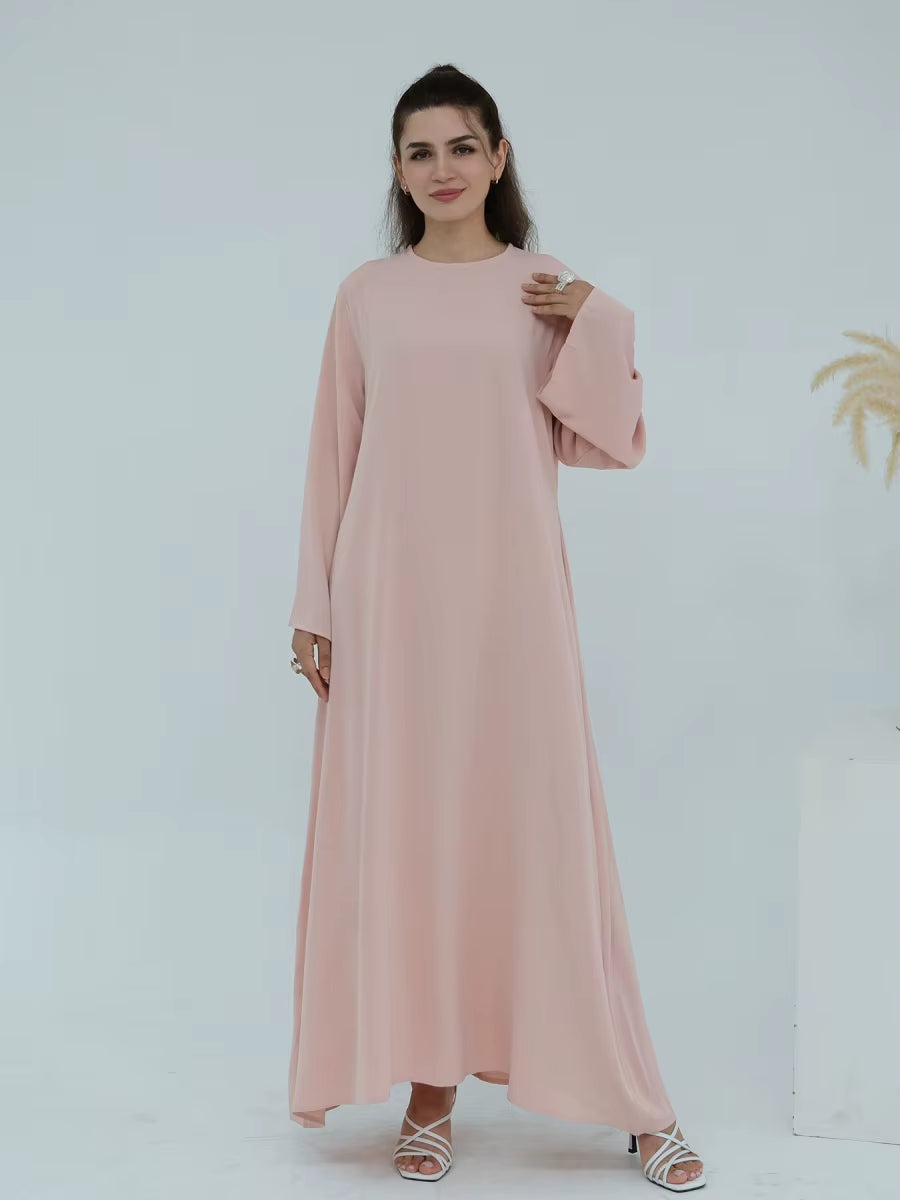Muslim Women Türkiye Dubai Abaya Long Dress Solid Modest Kaftan Prayer Robe Femme African Evening Dresses Islamic Clothing