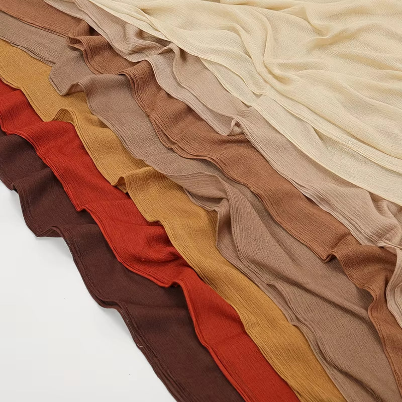 New Crinkle Rayon Hijabs Women Scarf Solid Headscarf Wrap Big Size Plain Long Shawls Muslim Women Hijab Islamic Turban Headbands