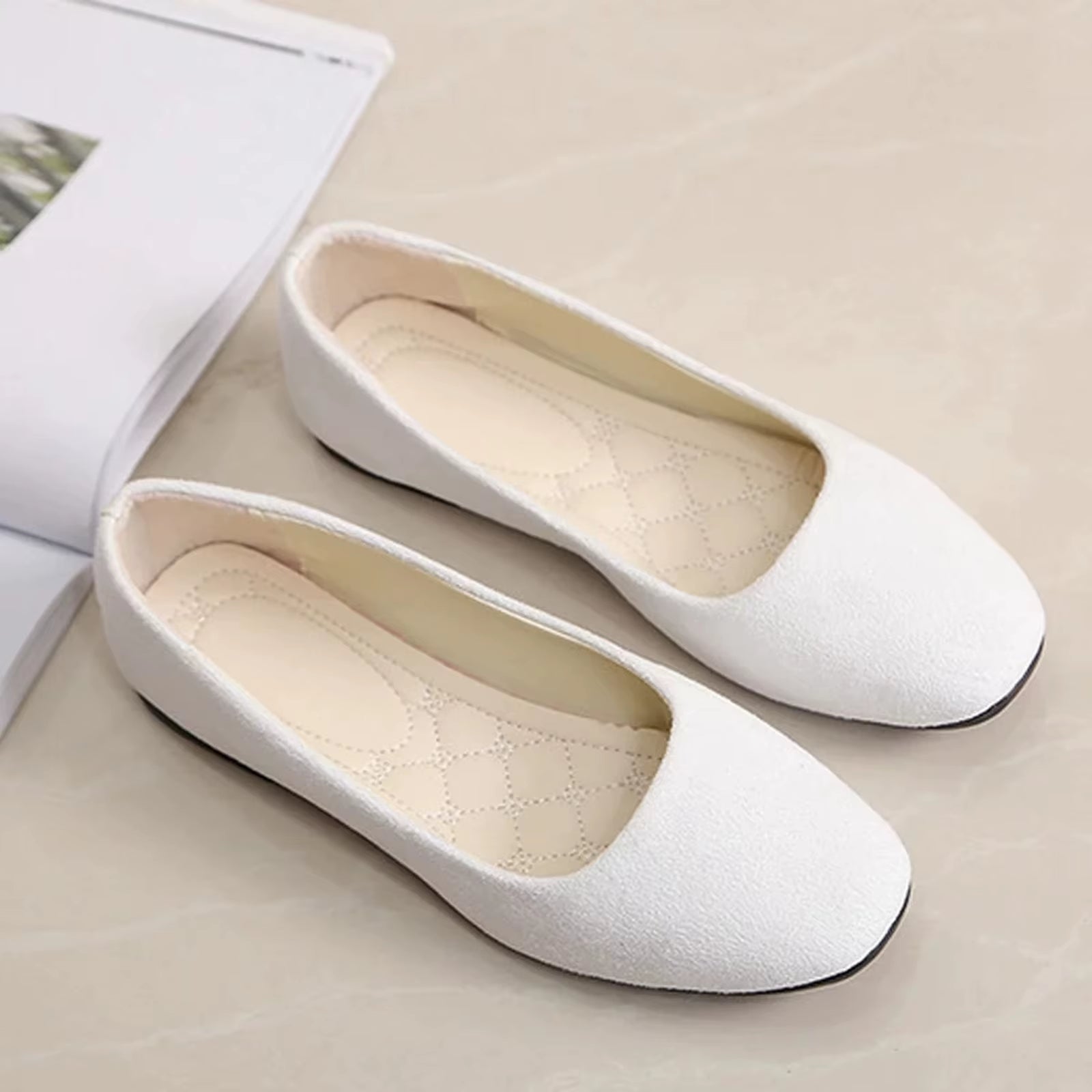 Women's Suede Square Toe Flats - Elegant and Comfortable Spring/Summer Footwear (Sizes 34-39)