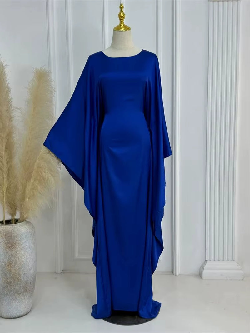 Eid Shiny Batwing Satin Abaya Dubai Luxury 2024 Muslim Abayas for Women Maxi Kaftan Dress Islamic Clothing Caftan Marocain Femme