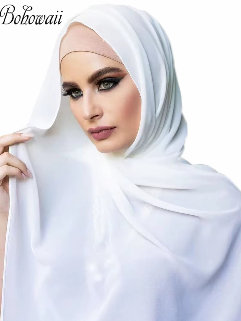 Classic Muslim Girl Chiffon Hijab Scarf Women Long Head Wrap for Women Wedding Hijabs Scarves Veil 180*70Cm Headscarf